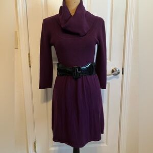 International Concepts Vintage cowl neck 3/4 sleeve elastic belted sweater dress